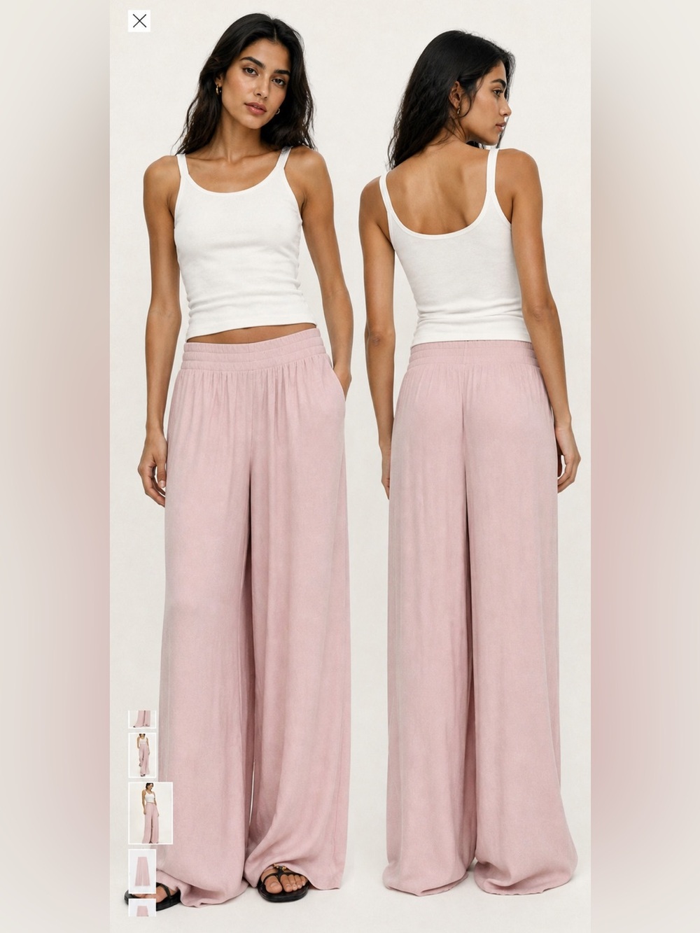 Zara Pale Pink Wide-Leg Pants with pockets